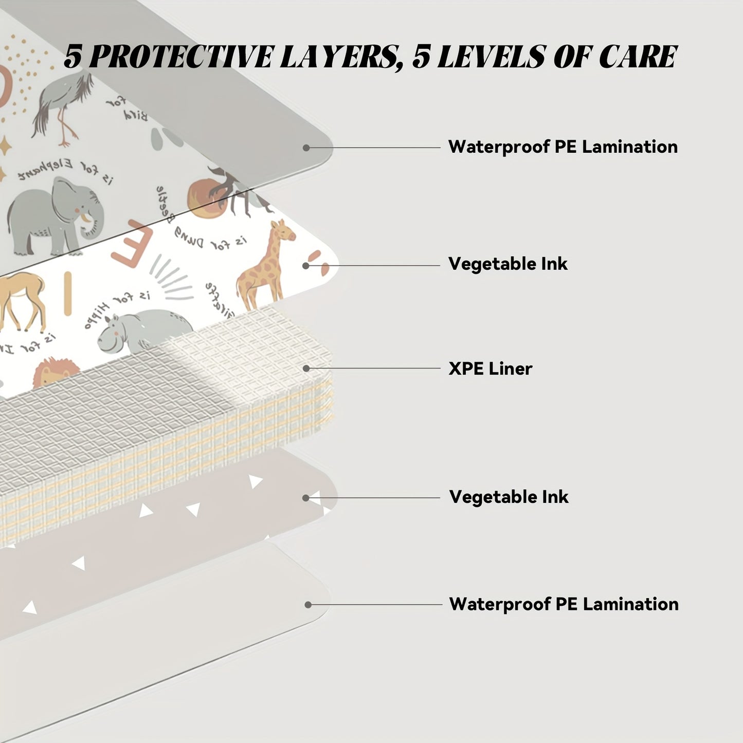 Tapete de brincar para bebês extra grande XPE, antiderrapante, com alfabeto educativo, para crianças, tapete de atividades de espuma acolchoada com bolsa portátil, dobrável para uso interior/exterior, cinza/preto/branco, material PE, ginásio e tapete de brincar para bebês