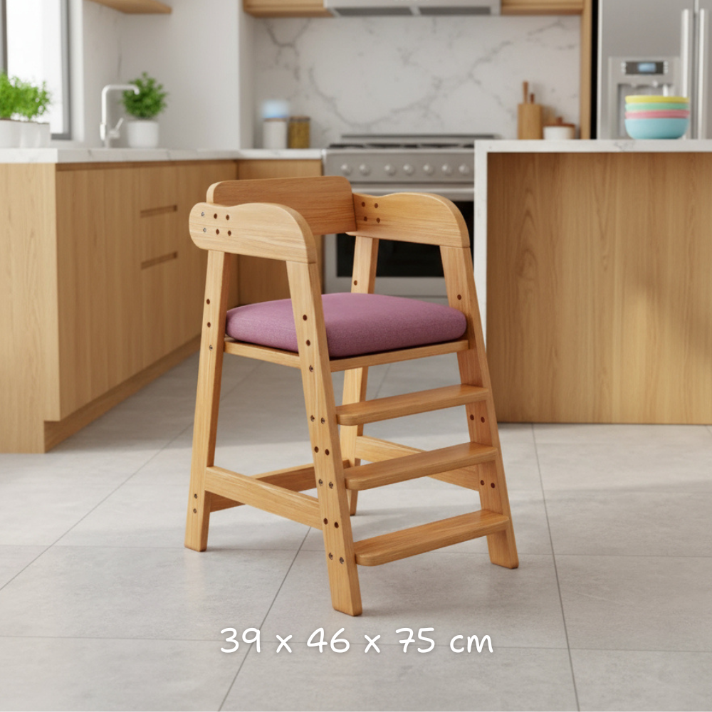 Adjustable montessori wooden kids chair for dining and study. Safe, ergonomic, and durable design that grows with your child in comfort and style.