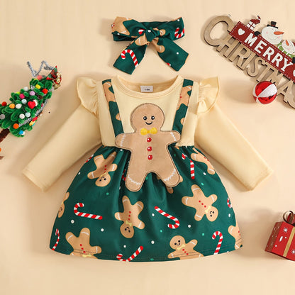 Discover the Gingerbread Delight Dress for little girls. Perfect for the festive season with comfort and style. Toosly: care and safety in every detail.