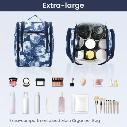 Bolsa de higiene pessoal para viagem suspensa para mulheres - Organizador de cosméticos pequeno com gancho, vários bolsos, separação úmido/seco, fecho de correr suave, tecido durável, leve e elegante, essencial para a noite, melhor presente para adolescentes e viajantes frequentes, bolsa de higiene pessoal para viagem, design elegante, construção sólida, essenciais para férias, design compacto, tecido de alta qualidade, viajantes frequentes