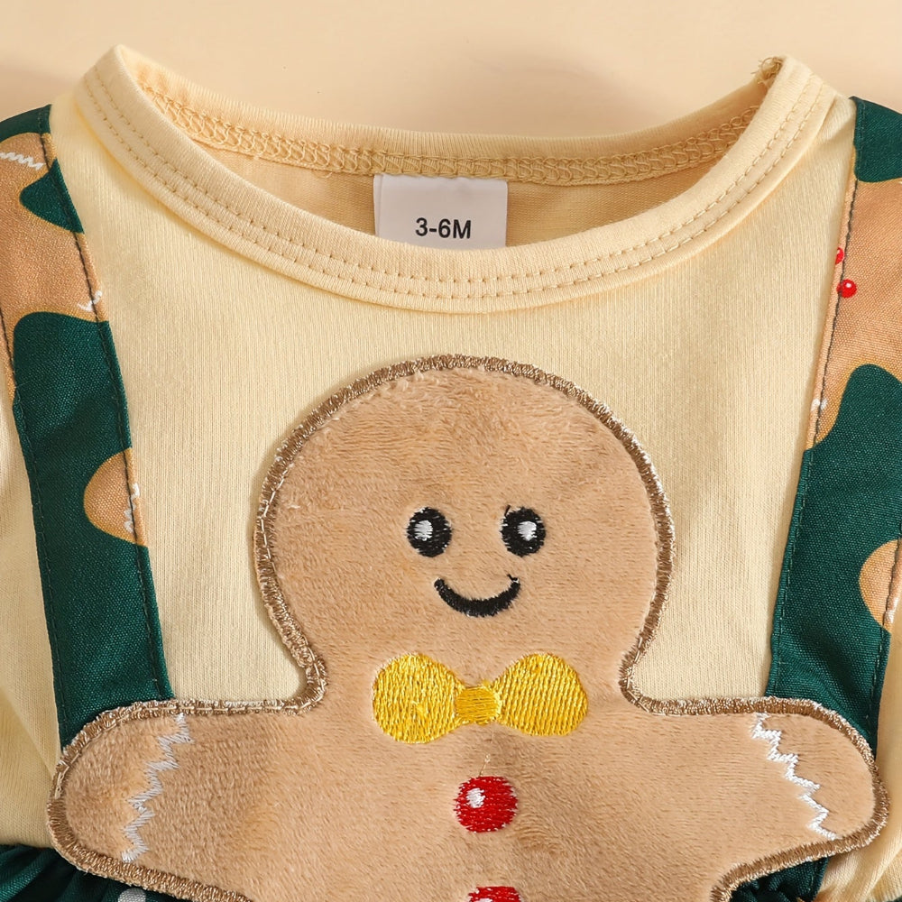 Discover the Gingerbread Delight Dress for little girls. Perfect for the festive season with comfort and style. Toosly: care and safety in every detail.