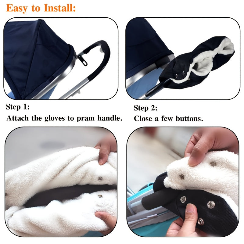 Luvas de Inverno para Carrinho de Bebé à Prova de Vento - Capas de Guiador para Clima Frio com Forro Aveludado, Aderência Anti-Gelo para Carrinhos de Bebé, Bicicletas, Pesca - Luvas Quentes à Prova de Vento para Pais, Compatíveis com a Maioria dos Carrinhos de Bebé - Acessórios de Inverno para Carrinhos de Bebé, Carrinho de Bebé para, Capa de Guiador de Bicicleta, Capa de Guiador Aconchegante, Capa de Guiador Durável, Entusiastas do Ar Livre, Equipamento para Clima Frio, Forro Macio