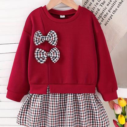 Discover the Charming Plaid Dress with Bow for Girls. Perfect for autumn and winter, offering comfort and style. Explore more at Toosly.