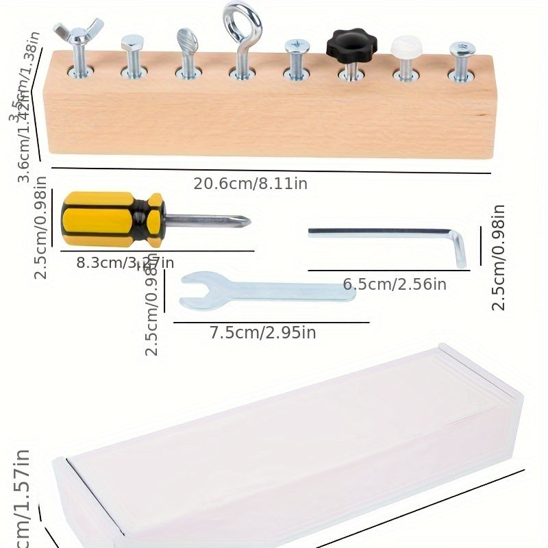 Ferramenta de Combinação de Parafusos e Porcas para Crianças com 8 Formas, Brinquedo de Treinamento de Coordenação Olho-Mão, Presente de Aniversário, Enchimento de Meia de Natal