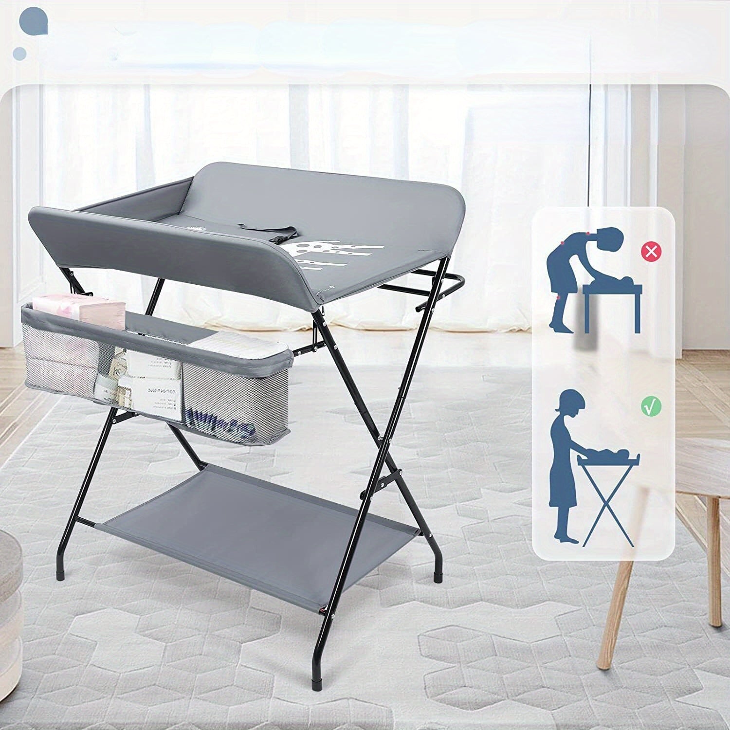 Mesa dobrável com organizador de armazenamento