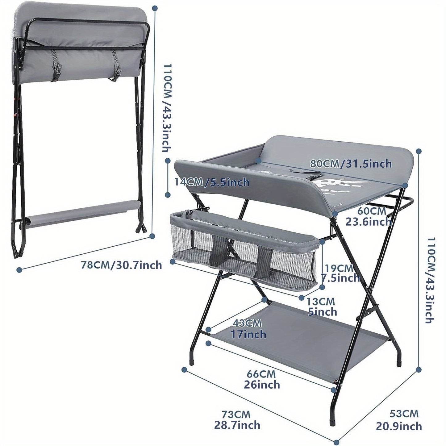 Mesa dobrável com organizador de armazenamento