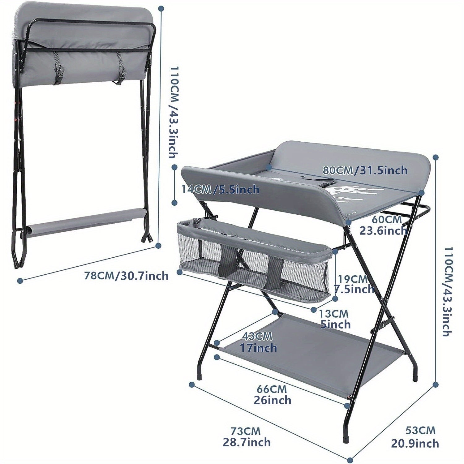 Mesa dobrável com organizador de armazenamento
