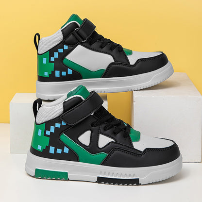 1 Par de Sapatilhas de Cano Alto YAMEPP para Crianças - Leves, Respiráveis, Antiderrapantes, com Fecho, Design Retro Colorido, Conforto para Todas as Estações para Rapazes e Raparigas, Perfeitas para Correr, Atividades ao Ar Livre e Uso Casual, Sapatos para Raparigas, Calçado Diário para Rapazes e Raparigas, Estilo Desportivo, Ajuste Seguro, Calçado para Rapazes e Raparigas, Calçado Durável para Rapazes e Raparigas, Interior Forrado de Tecido, Estilo Desportivo, Ajuste Seguro, Calçado para Rap