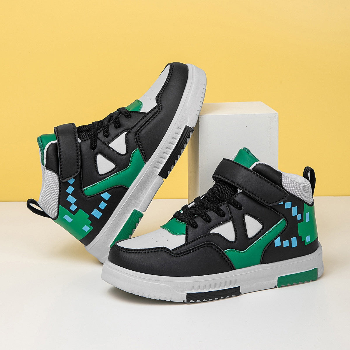 1 Par de Sapatilhas de Cano Alto YAMEPP para Crianças - Leves, Respiráveis, Antiderrapantes, com Fecho, Design Retro Colorido, Conforto para Todas as Estações para Rapazes e Raparigas, Perfeitas para Correr, Atividades ao Ar Livre e Uso Casual, Sapatos para Raparigas, Calçado Diário para Rapazes e Raparigas, Estilo Desportivo, Ajuste Seguro, Calçado para Rapazes e Raparigas, Calçado Durável para Rapazes e Raparigas, Interior Forrado de Tecido, Estilo Desportivo, Ajuste Seguro, Calçado para Rap