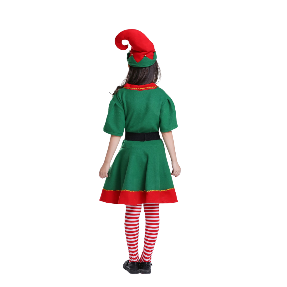 Festive elf costume for kids and adults. Soft, comfy, and perfect for family Christmas parties, photos, and joyful holiday celebrations.