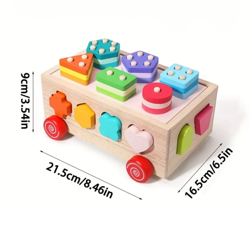 Wooden Shape Sorter Car for Toddlers (18+ Months)