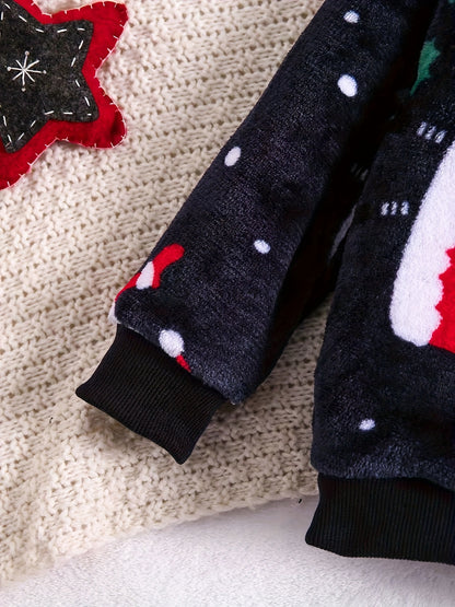 Conjunto de Flanela de Moda Natalina para Meninos Outono e Inverno, Novo e Quente de Duas Peças, Perfeito para o Dia de Ação de Graças