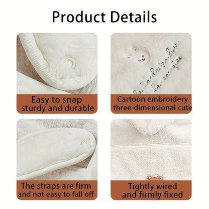 Capa de bebê para vento, 1 peça - Design de urso branco macio e confortável com olhos e boca pretos, cobertor de bebê portátil para uso ao ar livre, capa de carrinho de bebê, presente de Natal e Páscoa, cobertor de bebê, acessório de carrinho de bebê, design divertido, tecido durável