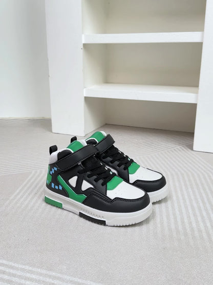 1 Par de Sapatilhas de Cano Alto YAMEPP para Crianças - Leves, Respiráveis, Antiderrapantes, com Fecho, Design Retro Colorido, Conforto para Todas as Estações para Rapazes e Raparigas, Perfeitas para Correr, Atividades ao Ar Livre e Uso Casual, Sapatos para Raparigas, Calçado Diário para Rapazes e Raparigas, Estilo Desportivo, Ajuste Seguro, Calçado para Rapazes e Raparigas, Calçado Durável para Rapazes e Raparigas, Interior Forrado de Tecido, Estilo Desportivo, Ajuste Seguro, Calçado para Rap