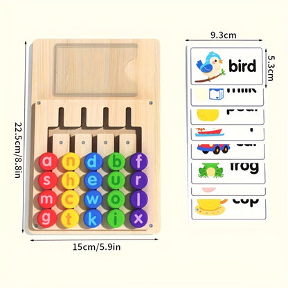 Placa de aprendizagem de ortografia de alfabeto + 12 cartões de palavras duplas (24 palavras no total) | Brinquedo educativo de fonética de iluminação em inglês para crianças