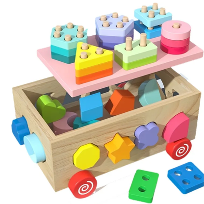 Wooden Shape Sorter Car for Toddlers (18+ Months)