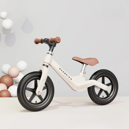 12” inflatable tire balance bike for kids. Lightweight, durable, and pedal-free—perfect for learning balance, coordination, and confidence outdoors.