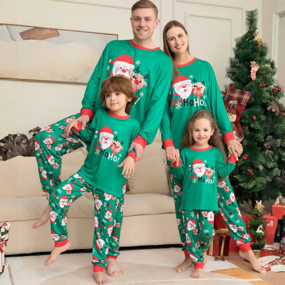 Cute Christmas deer family pajamas. Soft pullover set for parents and kids, perfect for holiday photos, cozy nights, and festive family traditions.