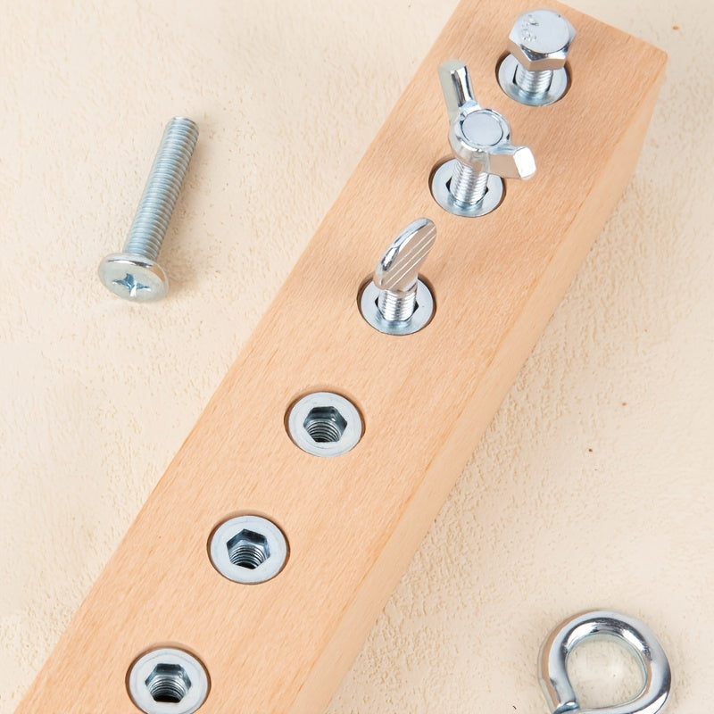 Ferramenta de Combinação de Parafusos e Porcas para Crianças com 8 Formas, Brinquedo de Treinamento de Coordenação Olho-Mão, Presente de Aniversário, Enchimento de Meia de Natal