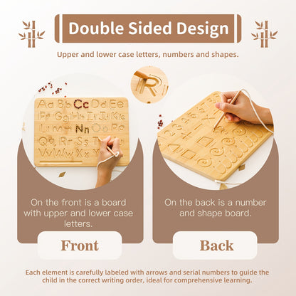 Placa Educativa de Madeira com Alfabeto e Números para Crianças Pequenas | Ferramenta de Aprendizagem Multifuncional com Letras e Números Ranurados | Cor Caqui | Inclui Cordão para Pendurar | Ideal para o Desenvolvimento da Infância | Presente Perfeito para Natal, Halloween, Aniversários, Brincadeiras Educacionais | Placa de Alfabeto Gravada | Feita com Cuidado
