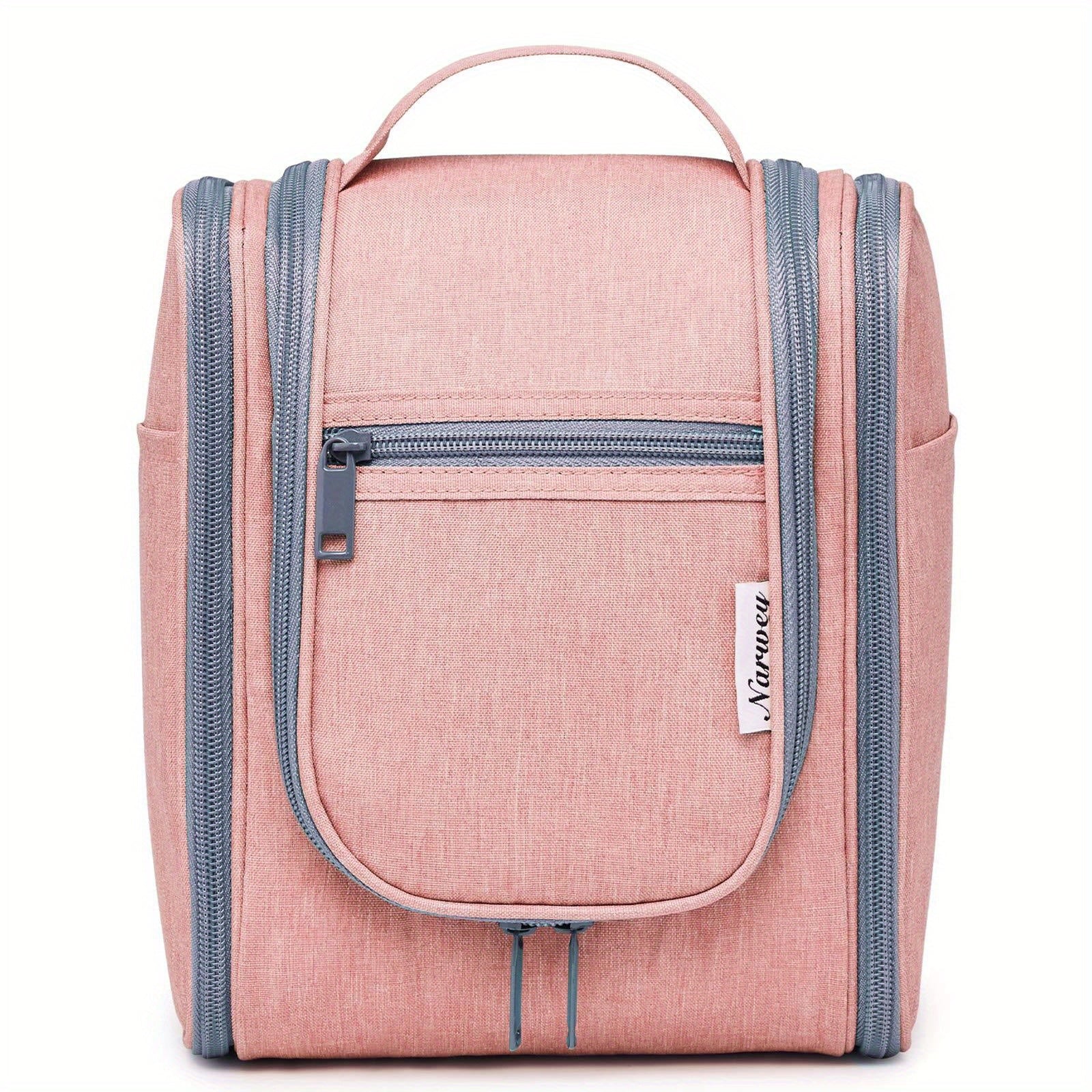 Bolsa de higiene pessoal para viagem suspensa para mulheres - Organizador de cosméticos pequeno com gancho, vários bolsos, separação úmido/seco, fecho de correr suave, tecido durável, leve e elegante, essencial para a noite, melhor presente para adolescentes e viajantes frequentes, bolsa de higiene pessoal para viagem, design elegante, construção sólida, essenciais para férias, design compacto, tecido de alta qualidade, viajantes frequentes