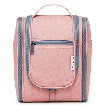 Bolsa de higiene pessoal para viagem suspensa para mulheres - Organizador de cosméticos pequeno com gancho, vários bolsos, separação úmido/seco, fecho de correr suave, tecido durável, leve e elegante, essencial para a noite, melhor presente para adolescentes e viajantes frequentes, bolsa de higiene pessoal para viagem, design elegante, construção sólida, essenciais para férias, design compacto, tecido de alta qualidade, viajantes frequentes