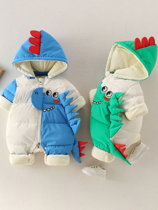 Discover warmth and fun with the Cozy Dino Baby Winter Romper. Perfect for chilly outings, designed for comfort and joy. Shop Toosly.