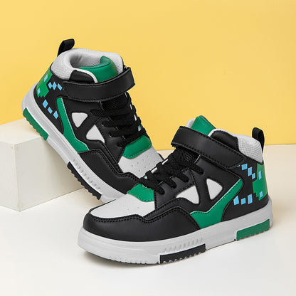 1 Par de Sapatilhas de Cano Alto YAMEPP para Crianças - Leves, Respiráveis, Antiderrapantes, com Fecho, Design Retro Colorido, Conforto para Todas as Estações para Rapazes e Raparigas, Perfeitas para Correr, Atividades ao Ar Livre e Uso Casual, Sapatos para Raparigas, Calçado Diário para Rapazes e Raparigas, Estilo Desportivo, Ajuste Seguro, Calçado para Rapazes e Raparigas, Calçado Durável para Rapazes e Raparigas, Interior Forrado de Tecido, Estilo Desportivo, Ajuste Seguro, Calçado para Rap