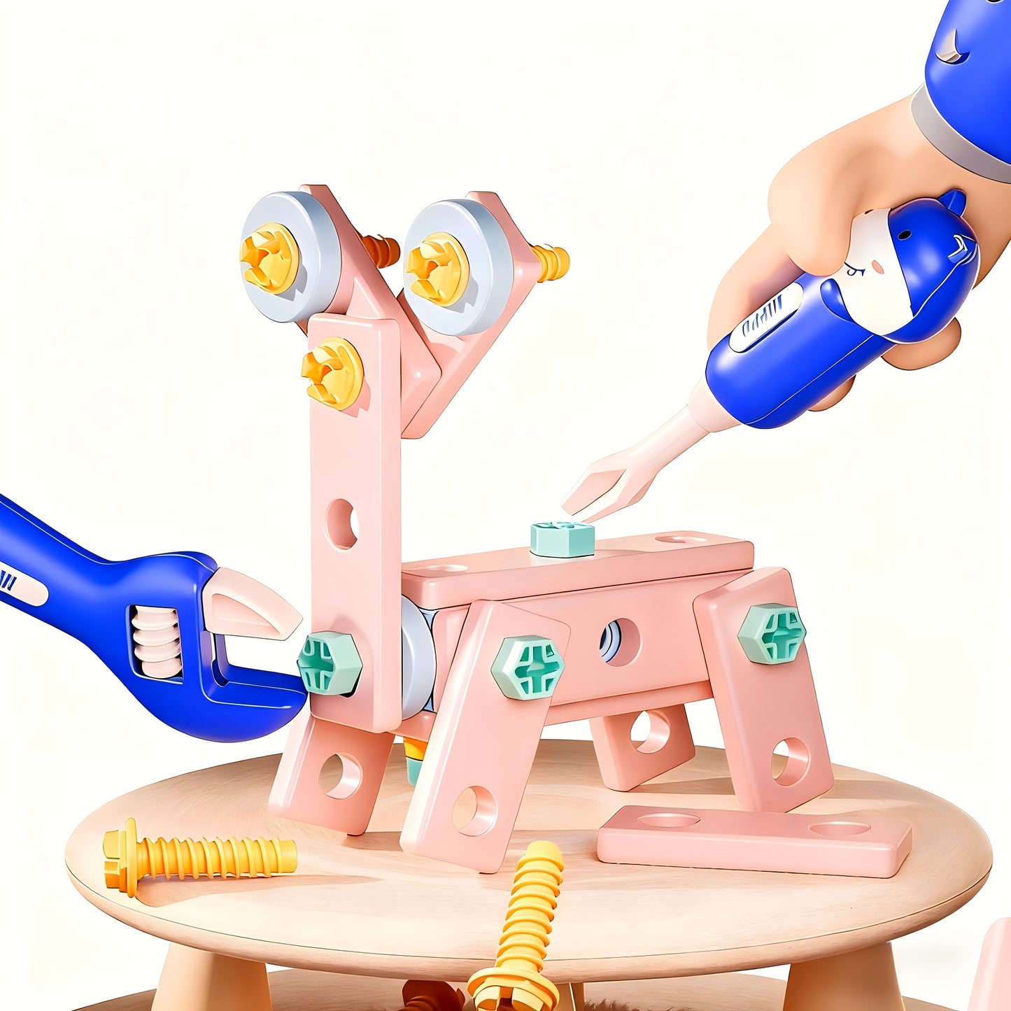 Kit de Ferramentas de Chave de Fenda para Brincadeira de Faz de Conta - Inclui Ferramentas de Desmontagem e Montagem, Parafusos e Kit de Reparo Simulado. Monte Livremente Diferentes Formas, Melhor Presente de Aniversário para Meninos, Presente de Halloween e Natal!