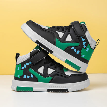 1 Par de Sapatilhas de Cano Alto YAMEPP para Crianças - Leves, Respiráveis, Antiderrapantes, com Fecho, Design Retro Colorido, Conforto para Todas as Estações para Rapazes e Raparigas, Perfeitas para Correr, Atividades ao Ar Livre e Uso Casual, Sapatos para Raparigas, Calçado Diário para Rapazes e Raparigas, Estilo Desportivo, Ajuste Seguro, Calçado para Rapazes e Raparigas, Calçado Durável para Rapazes e Raparigas, Interior Forrado de Tecido, Estilo Desportivo, Ajuste Seguro, Calçado para Rap