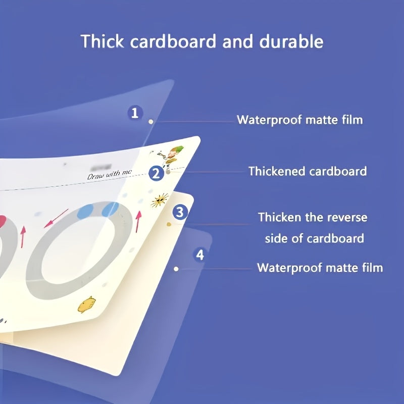 Caderno de Prática Mágica Reutilizável com 32 Páginas | Desenvolvimento do Cérebro Inteiro, Treino de Controle da Caneta e Educação em Desenho | Aprenda Habilidades de Escrita, Material de Papel, Caderno Educativo | Páginas Coloridas | Encadernação Durável | Presentes para Meias de Natal