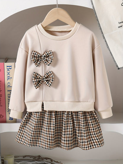 Discover the Charming Plaid Dress with Bow for Girls. Perfect for autumn and winter, offering comfort and style. Explore more at Toosly.