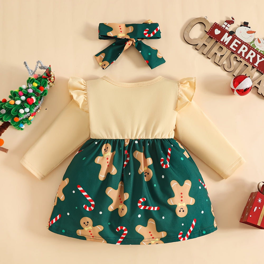 Discover the Gingerbread Delight Dress for little girls. Perfect for the festive season with comfort and style. Toosly: care and safety in every detail.