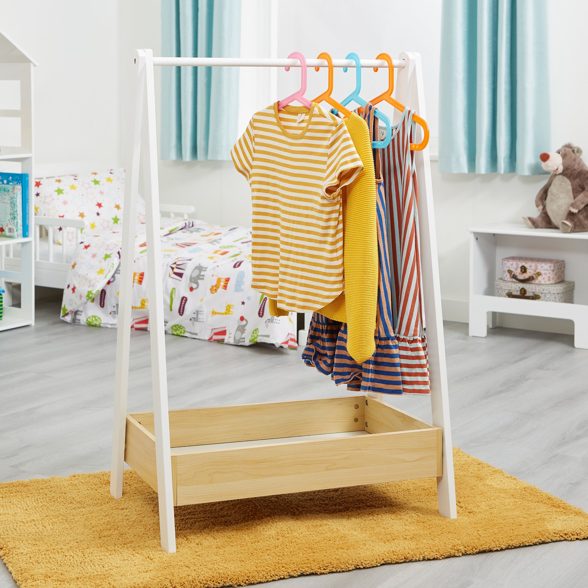 Trilho para Pendurar Roupas Infantis, Trilho para Vestir, Guarda-Roupas Infantil