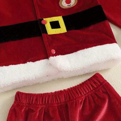 Discover the Festive Santa Outfit for kids, offering comfort, style, and easy care. Perfect for joyful holiday moments.