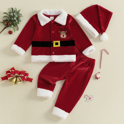 Discover the Festive Santa Outfit for kids, offering comfort, style, and easy care. Perfect for joyful holiday moments.