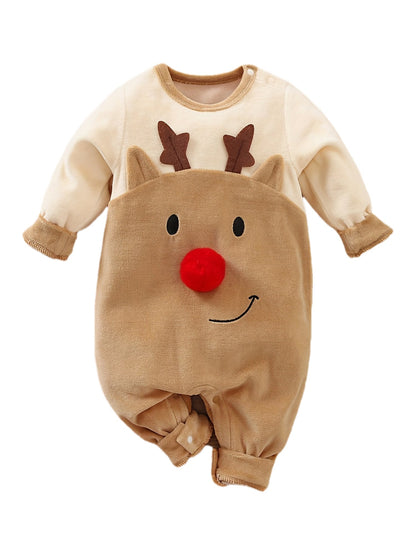 Discover the Cozy Reindeer Baby Jumpsuit at Toosly. Perfect for holiday warmth and fun. Soft, safe, and adorable.