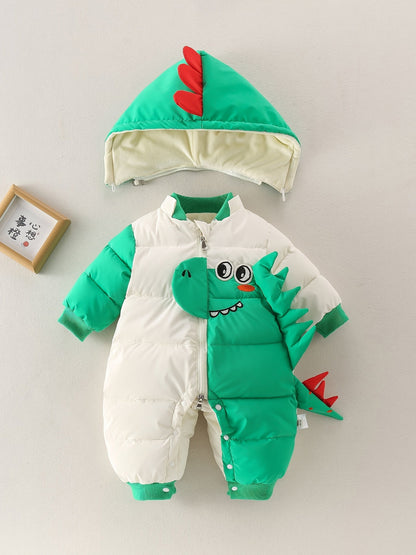 Discover warmth and fun with the Cozy Dino Baby Winter Romper. Perfect for chilly outings, designed for comfort and joy. Shop Toosly.