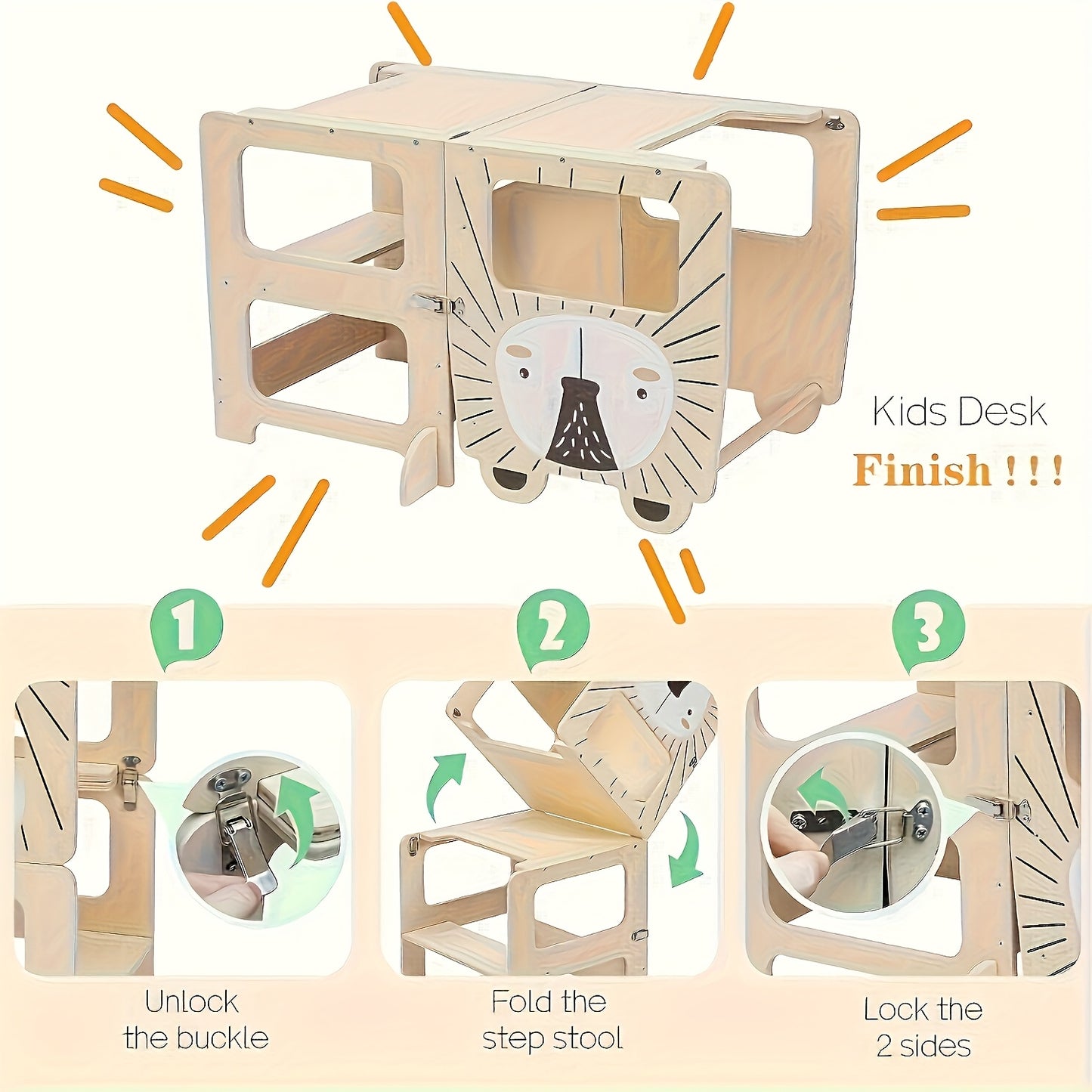 Banco de Degraus e Torre de Aprendizagem 2-em-1 Dobrável para Crianças com Quadro de Líquido e Quadro de Mensagens - Torre Educacional com Prateleira de Arrumação, Guarda-corpos de Segurança, Degraus Acolchoados Macios, Construção Robusta em Contraplacado/MDF/Pine, Design Compacto para Bebés +18M