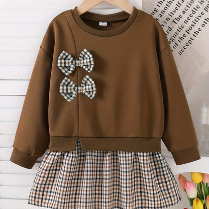 Discover the Charming Plaid Dress with Bow for Girls. Perfect for autumn and winter, offering comfort and style. Explore more at Toosly.