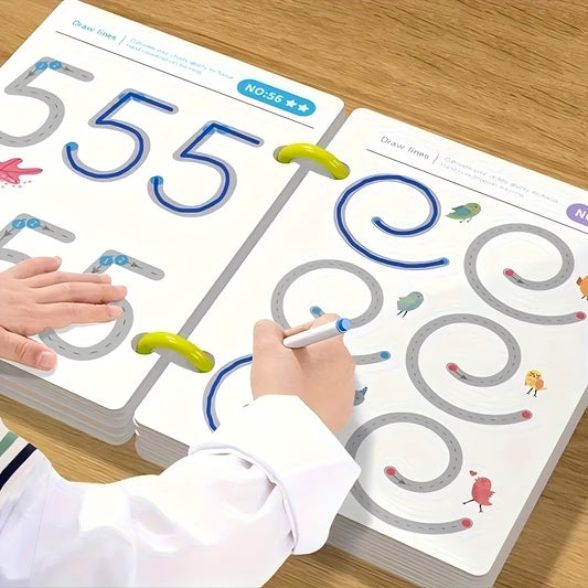 Caderno de Prática Mágica Reutilizável com 32 Páginas | Desenvolvimento do Cérebro Inteiro, Treino de Controle da Caneta e Educação em Desenho | Aprenda Habilidades de Escrita, Material de Papel, Caderno Educativo | Páginas Coloridas | Encadernação Durável | Presentes para Meias de Natal