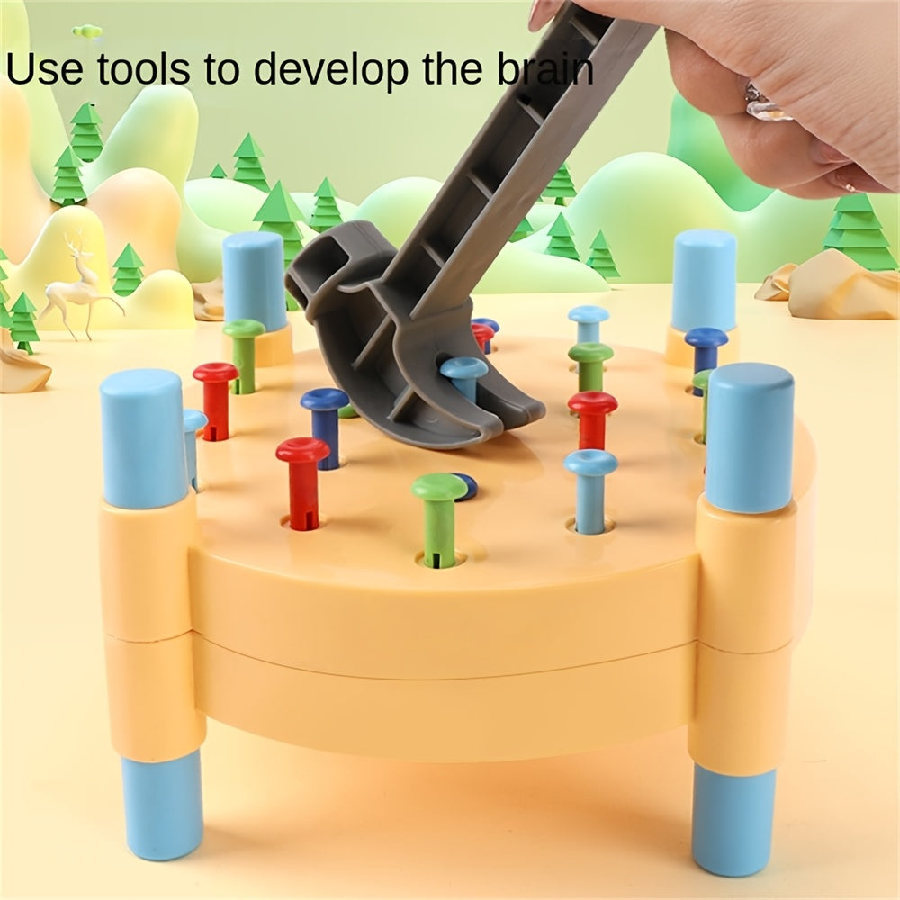 Brinquedo de Martelar Pregos para Crianças, Desenvolvimento Educacional de Habilidades Motoras Finas, Playset de Construção em Plástico, Vermelho &, Perfeito para Crianças em Idade Pré-Escolar, Ideal para Presentes de Natal & Ano Novo, Enchimentos de Meias de Natal