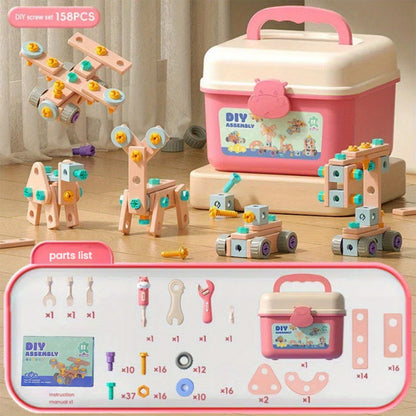 Kit de Ferramentas de Chave de Fenda para Brincadeira de Faz de Conta - Inclui Ferramentas de Desmontagem e Montagem, Parafusos e Kit de Reparo Simulado. Monte Livremente Diferentes Formas, Melhor Presente de Aniversário para Meninos, Presente de Halloween e Natal!