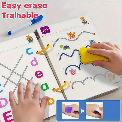 Caderno de Prática Mágica Reutilizável com 32 Páginas | Desenvolvimento do Cérebro Inteiro, Treino de Controle da Caneta e Educação em Desenho | Aprenda Habilidades de Escrita, Material de Papel, Caderno Educativo | Páginas Coloridas | Encadernação Durável | Presentes para Meias de Natal