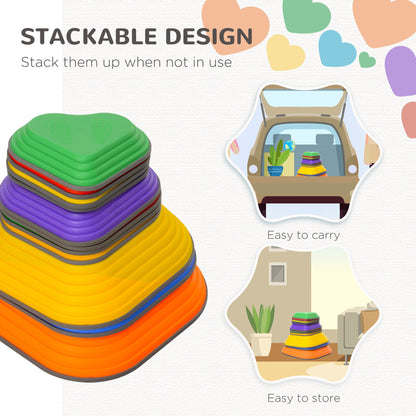 Stepping Stones Kids, 11 pedras de equilíbrio para crianças, pedras de rio empilháveis antiderrapantes em forma de coração, brinquedo sensorial para equilíbrio e habilidades motoras, pistas de obstáculos para uso interno e externo