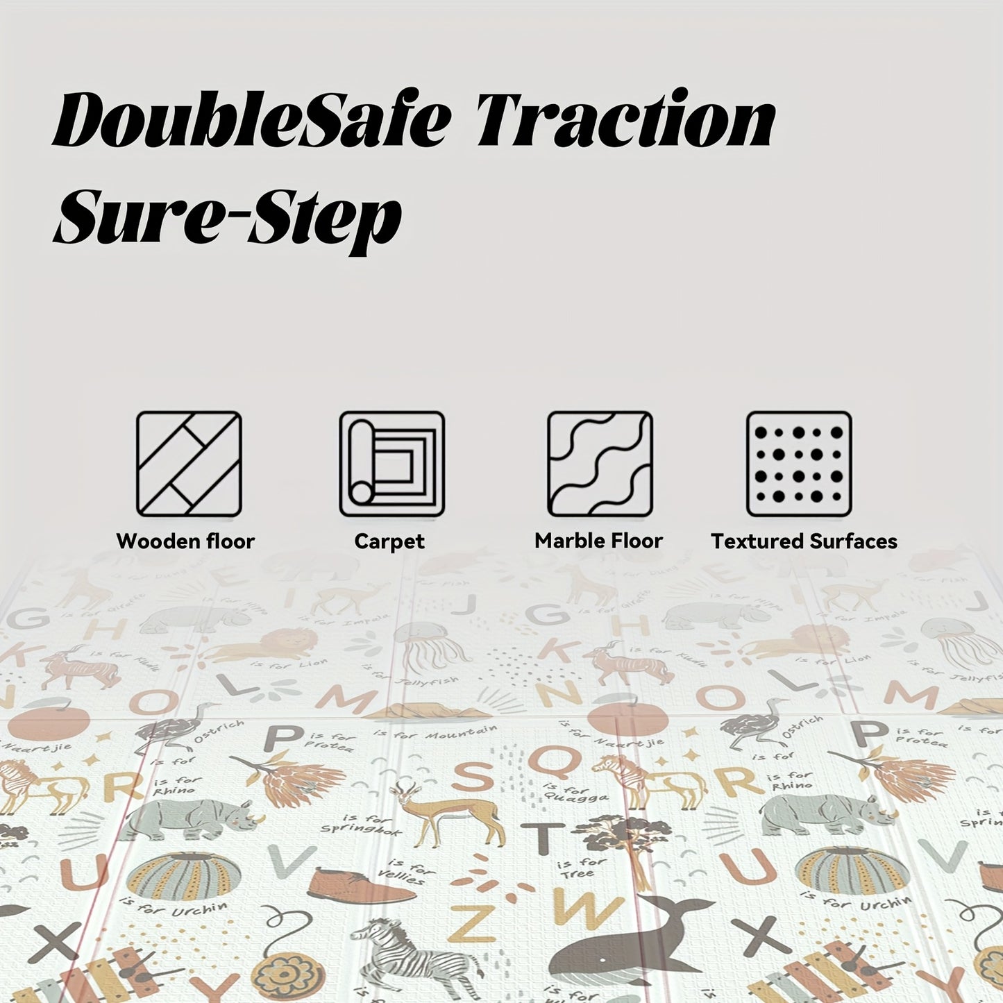 Tapete de brincar para bebês extra grande XPE, antiderrapante, com alfabeto educativo, para crianças, tapete de atividades de espuma acolchoada com bolsa portátil, dobrável para uso interior/exterior, cinza/preto/branco, material PE, ginásio e tapete de brincar para bebês