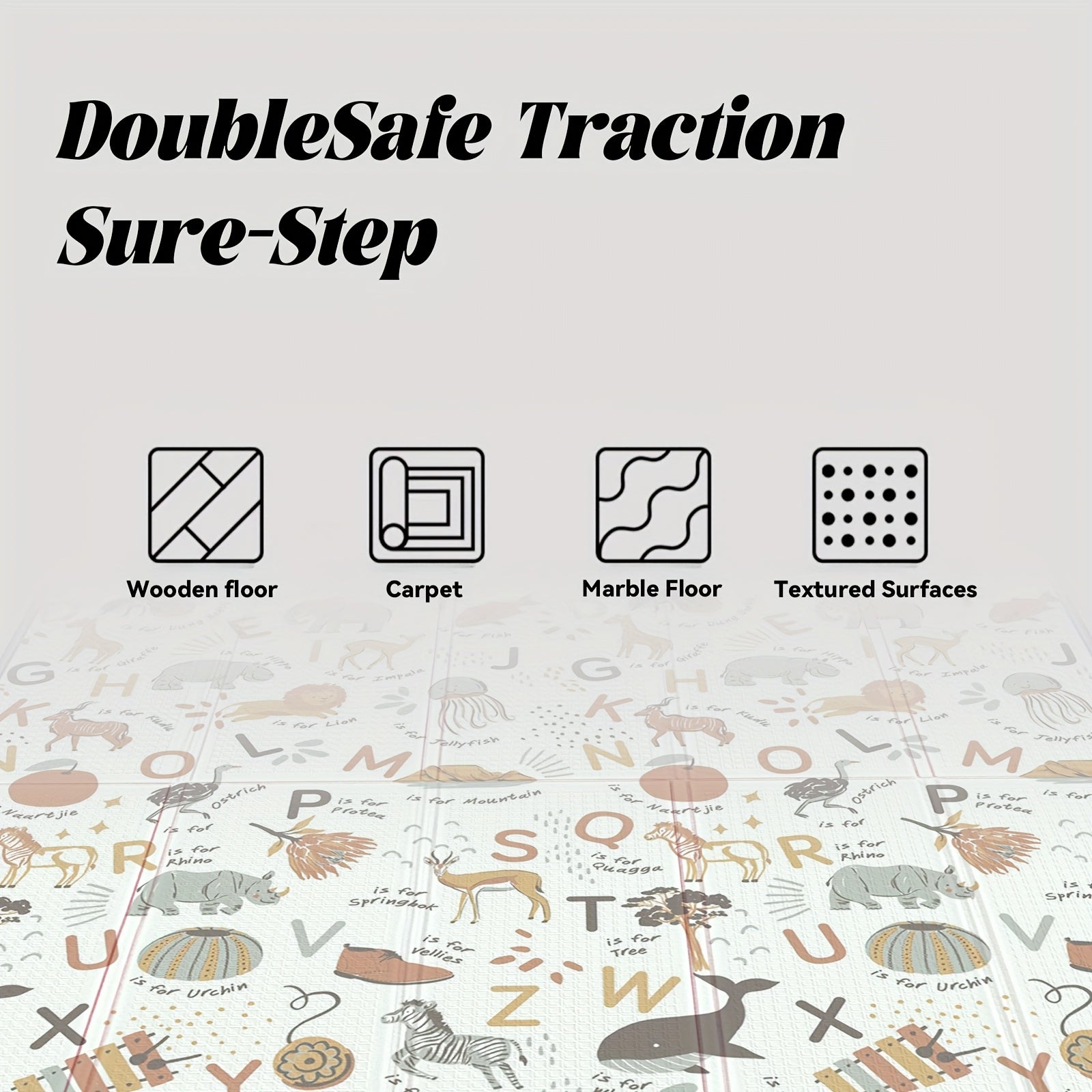 Tapete de brincar para bebês extra grande XPE, antiderrapante, com alfabeto educativo, para crianças, tapete de atividades de espuma acolchoada com bolsa portátil, dobrável para uso interior/exterior, cinza/preto/branco, material PE, ginásio e tapete de brincar para bebês