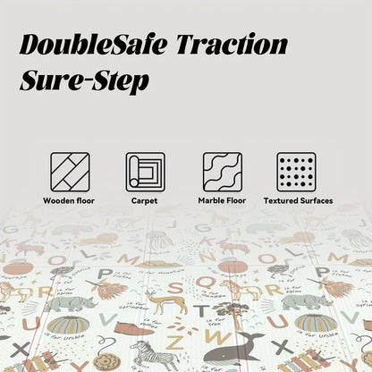 Tapete de brincar para bebês extra grande XPE, antiderrapante, com alfabeto educativo, para crianças, tapete de atividades de espuma acolchoada com bolsa portátil, dobrável para uso interior/exterior, cinza/preto/branco, material PE, ginásio e tapete de brincar para bebês