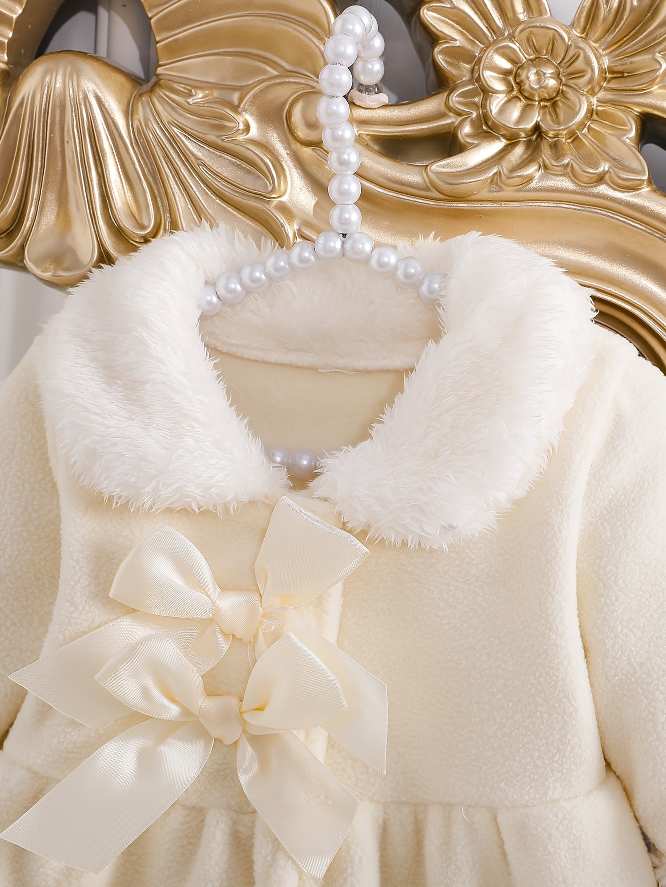 Discover warmth and elegance with our Cozy Beige Plush Cardigan, designed for girls. Perfect for autumn and winter, with velvet accents and a large bow.