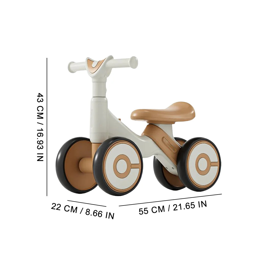 Baby balance bike with 4 wheels. Safe, lightweight, and fun ride-on toy that builds balance, coordination, and confidence for toddlers.